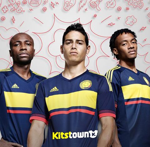 哥伦比亚国家队2015美洲杯客场球衣 © kitstown.com 球衫堂