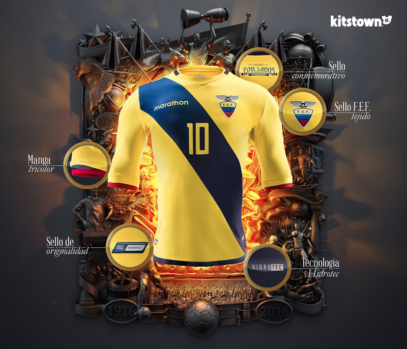 厄瓜多尔国家队2016百年美洲杯特别版球衣 © kitstown.com 球衫堂