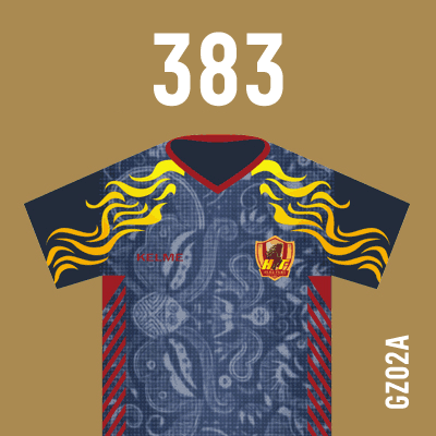 编号: GZ02A; 内容: 贵州恒丰俱乐部 2021 赛季客场球衣