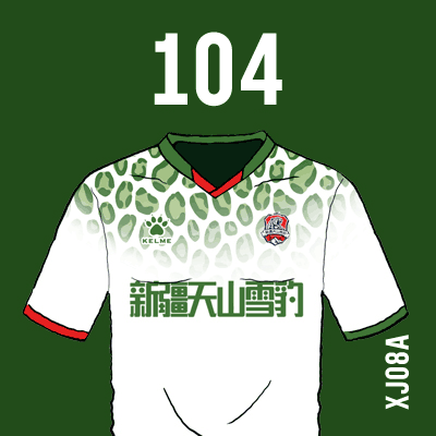 编号: XJ08A; 内容: 新疆天山雪豹俱乐部 2021 赛季客场球衣