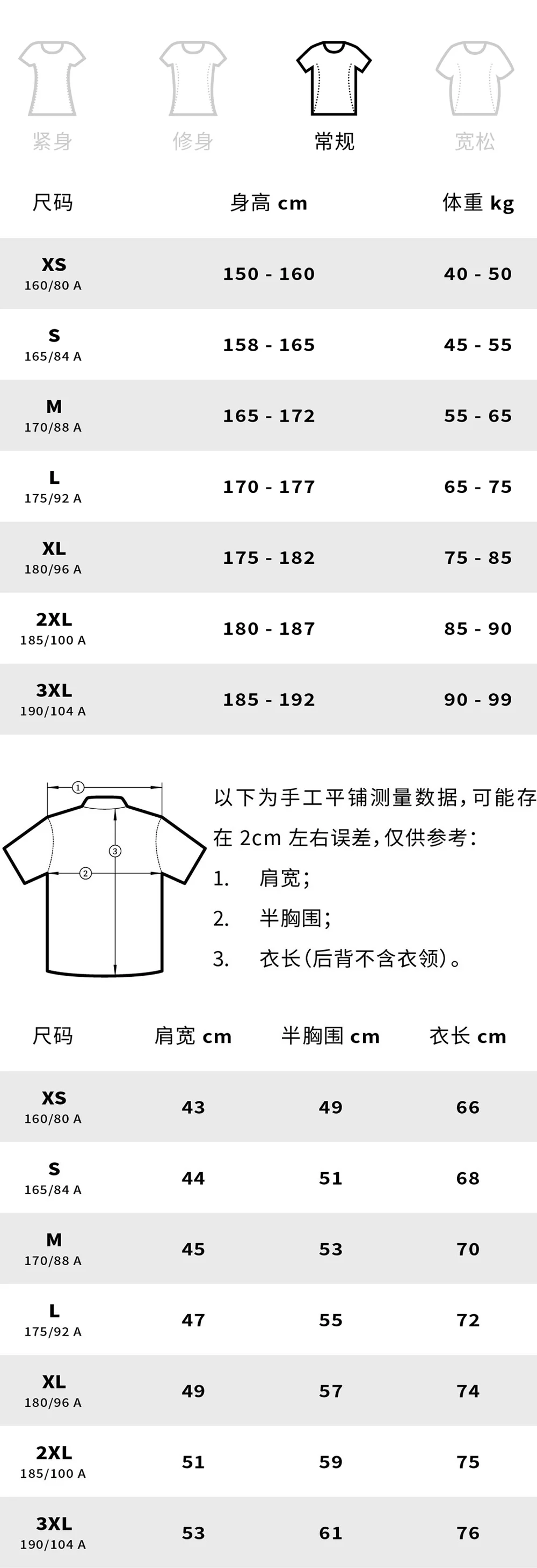 尺码表